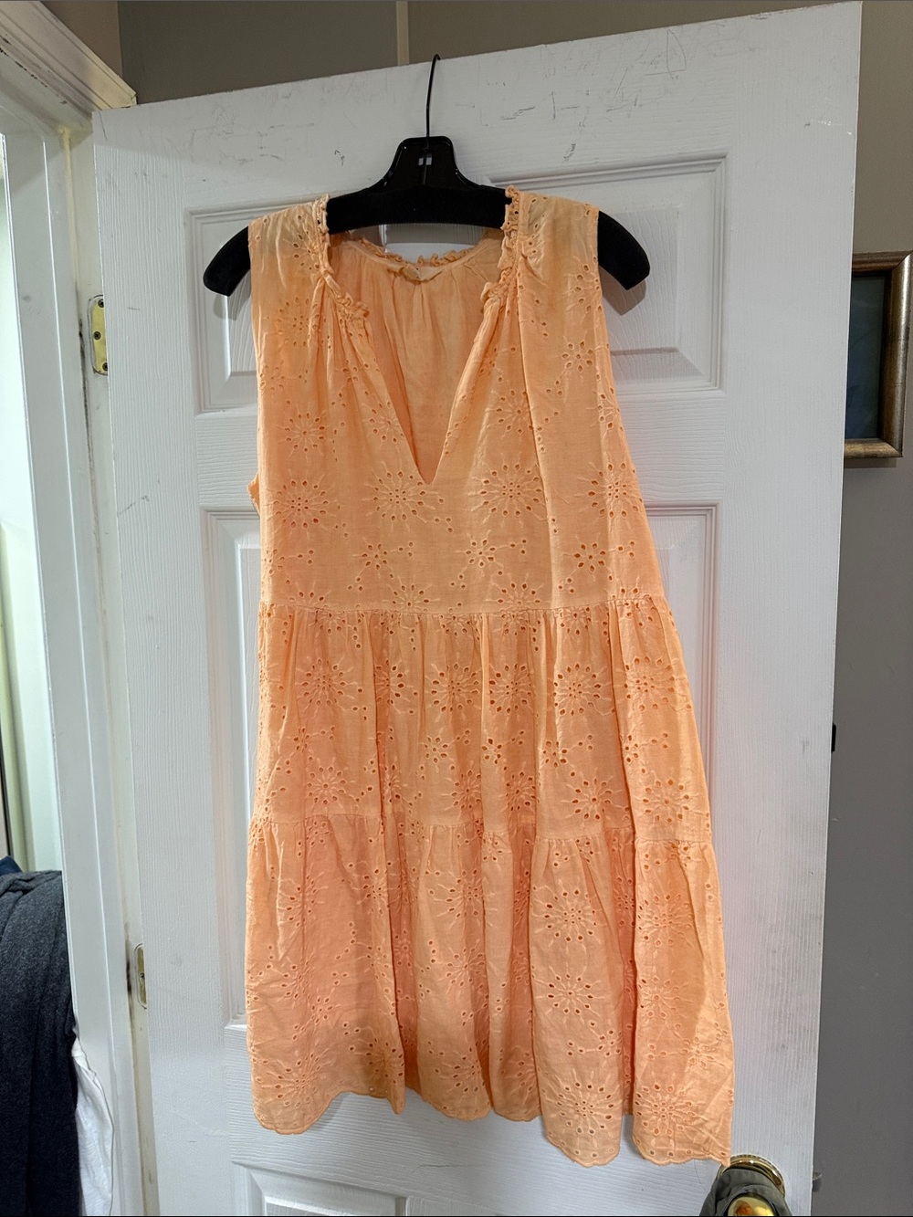 Women’s Sleeveless eyelet Tiered Dress in Peach